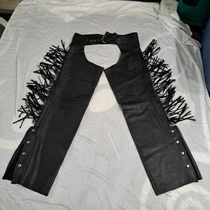 Route 66 Black Chaps with Fringe , Mens sz. Large, Like New